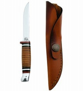 Case M3 Finn Leather Clip Fixed Blade Knife w/Plain Edge (00379)