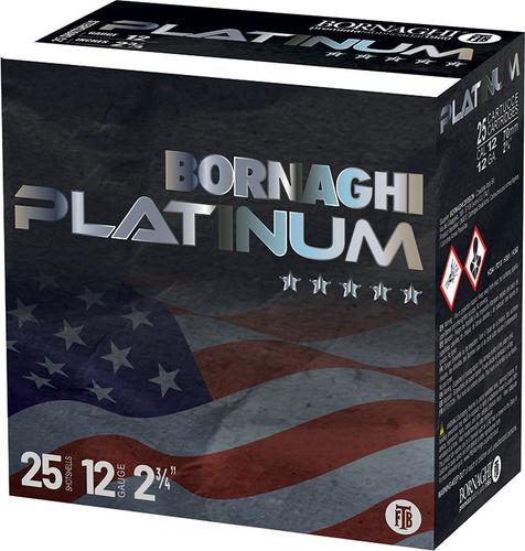 Bornaghi Platinum Target Loads T3PLATINUM3281290, 12 Gauge, 2-3/4", 1 1/8 oz, 1290 fps, #8 Shot, 25 Rd/bx