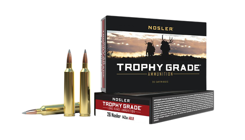 Nosler Trophy Grade Rifle Ammunition 60122, 26 Nosler, AccuBond Long Range,142 GR, 3300 fps, 20 Rd/Bx