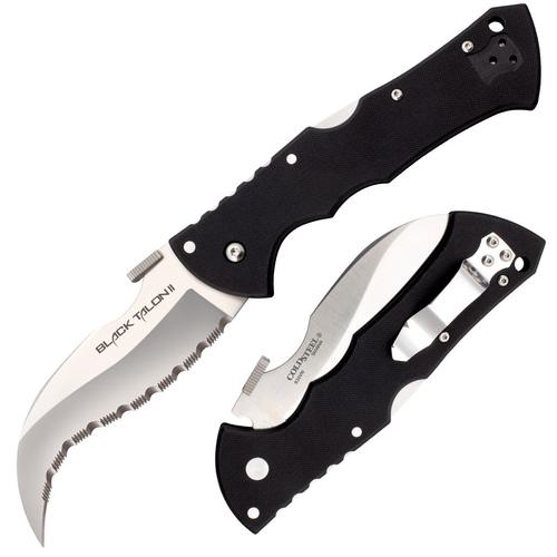 Cold Steel Black Talon II Folding Knive, Hawkbill, Serrated Edge (21BS)