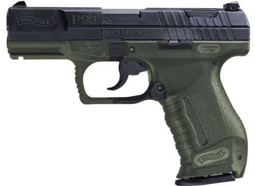 Walther P99 AS Final Edition Pistol 2874172, 9mm, 3.5", OD Green Polymer Grips, Black Finish, 15 Rds