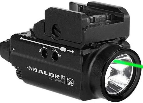 Olight Baldr S Weaponlight, 800 Lumens, Black Finish, White LED, Green Laser (BALDRSBK)