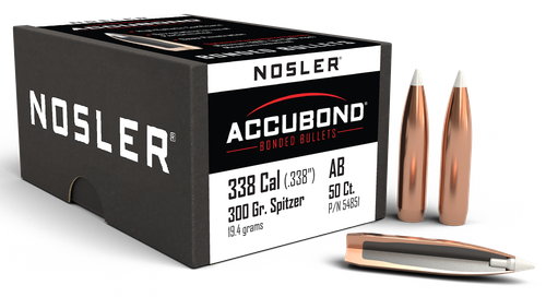 Nosler Accubond 338 Remington Ultra Magnum Caliber 300 Grain Spitzer 50/Box (54851), Not Loaded