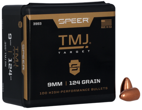 Speer 9MM Caliber 124 Grain Encased Core Full Metal Jacket 100/Box (3993), Not Loaded