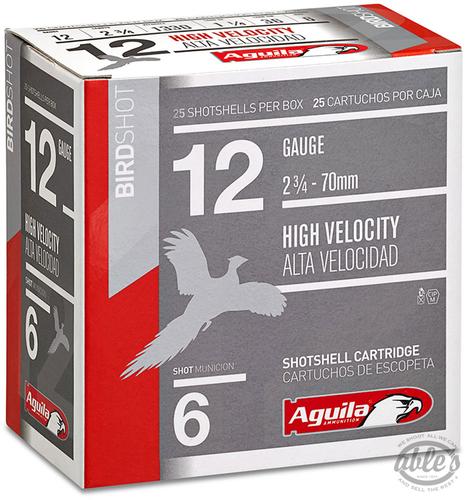 Aguila High Velocity Shotshells 1CHB1204, 12 Gauge, 2-3/4", 1-1/4 oz, 1330 fps, #4 Lead, 25 Rds/Bx