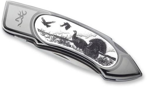 Browning Scrimshaw Turkey Folding Lockback Knife 322545