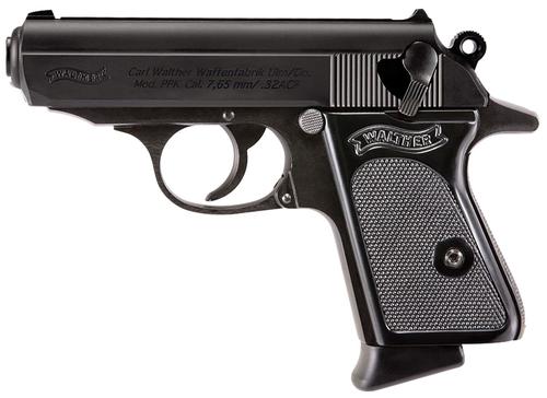 Walther PPK Pistol 4796021, 32 ACP, 3.30in, Textured Polymer Grips, Black Finish, 6 Rds