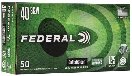 Federal Cartridge Pistol Ammunition BC40CT1, 40 S&W, Lead Free Frangible, 125 gr, 1300 fps, 50 Rd/Bx