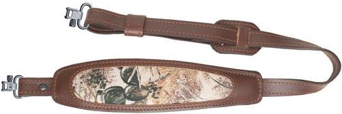 AA&E Leathercraft Trophy Leather Gunsling w/Metal Swivels, Brown w/GameGuard Camo Inlay (8506009S210)