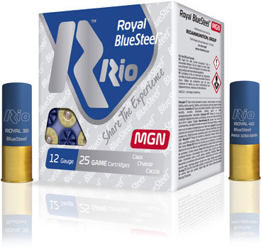 Rio Royal BlueSteel Shotshells RBSM402, 12 Gauge, 3", 1 3/8, 1300 fps, #2 Shot, 25 Rd/bx