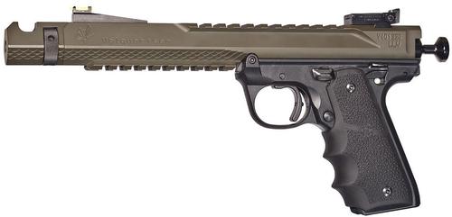 Volquartsen Black Mamba Pistol VF4M-0035, 22 Long Rifle, 6", Hogue Grip, OD Green Finish, Fiber Optic Sight, 10 Rds