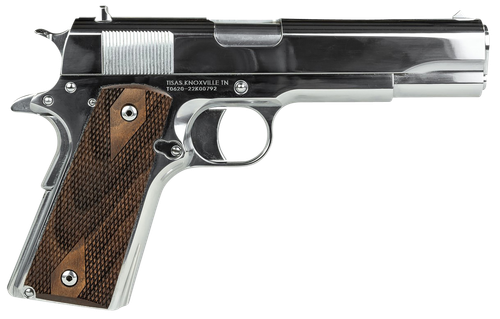 Tisas 1911 Regulator Pistol 10100513, 38 Super, 5in, Turkish Walnut Grips, Chrome High Polished Finish, 9 Rds