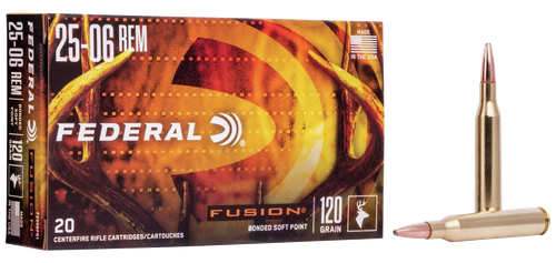 Federal Fusion Rifle Ammunition F2506FS1, 25-06 Remington, Fusion Ammunition, 120 GR, 2980 fps, 20 Rd/bx
