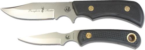 Knives of Alaska Pronghorn Hunter/Cub Bear Combo Knives w/Combo Leather Sheath, Black Suregrip (00197FG)