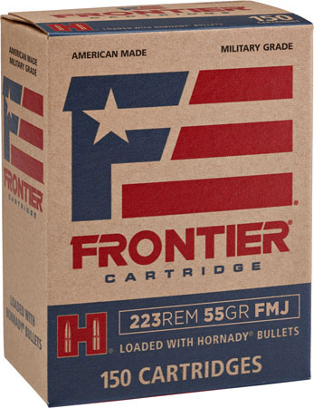 Hornady Frontier Rifle Ammunition FR1015, 223 Remington, FMJ, 55 GR, 3240 fps, 150 Rds/bx