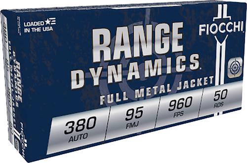 Fiocchi Shooting Dynamics Pistol Ammunition 380AP, 380 ACP, Full Metal Jacket (FMJ), 95 GR, 1010 fps, 50 Rd/bx