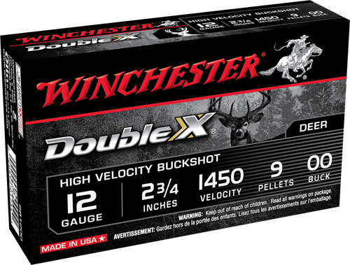 Winchester Supreme Buckshot SB1200, 12 Gauge, 2-3/4", 9 Pellets, 1450 fps, #00 Lead Buckshot, 5 Rd/bx
