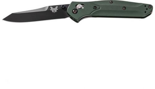 Benchmade Osborne Folding Knife w/Black Coated Stainless Steel Reverse Tanto Blade, Green Aluminum Handle (940BK)