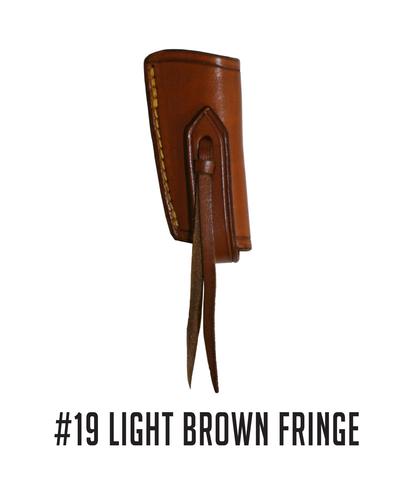 A&M Leatherwork Handmade Case Trapper Sheath, Light Brown, W/Leather Fringe (AMLW19LFLB)