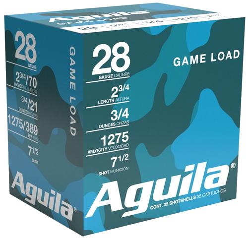 Aguila High Velocity Shotshells 1CHB2873, 28 Gauge, 2-3/4", 3/4 oz, 1275 fps, #7.5 Lead , 25 Rds/box