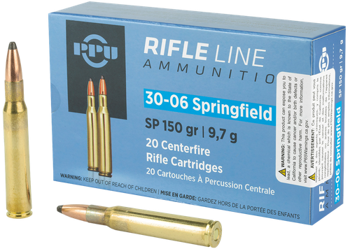 Prvi Partizan Rifle Ammunition PP30061, 30-06 Springfield, Soft Point (SP), 150 GR, 2910 fps, 20 Rd/bx