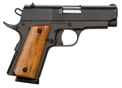 Rock Island Armory Compact GI 1911 Pistol 51416, 45 ACP, 3.5 in, Wood Grips, Black Finish, 7 Rd (CA Approved)