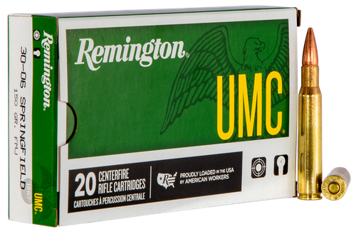 Remington UMC Rifle Ammunition L30062, 30-06 Springfield, Metal Case (MC), 150 GR, 2910 fps, 20 Rd/bx