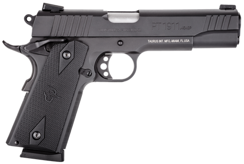Taurus 1911 Pistol 1191101FS, 45 ACP, 5 in, Checkered Black Grip, Stainless Finish, 8 Rd