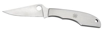 Spyderco Grasshopper SS Drop Point Folding Knife w/Plain Edge & Stainless Steel Handle (C138P)