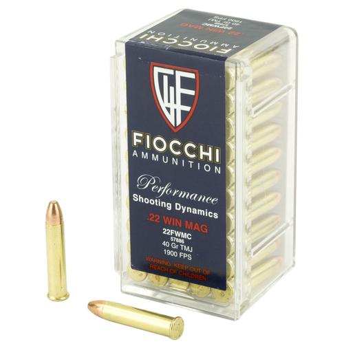 Fiocchi Shooting Dynamics Rimfire Ammunition 22FWMC, 22 Magnum (WMR), Total Metal Jacket (TMJ), 40 GR, 1900 fps, 50 Rd/bx