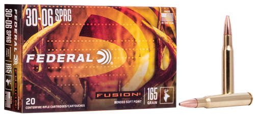 Federal Fusion Rifle Ammunition F3006FS2, 30-06 Springfield, Fusion Ammunition, 165 GR, 2790 fps, 20 Rd/bx
