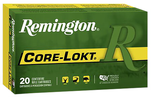 Remington Rifle Ammuntion R338W1, 338 Winchester Mag, Core-Lokt Pointed Soft Point (SP), 225 GR, 2780 fps, 20 Rd/bx