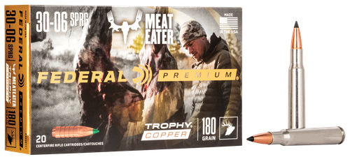 Federal Premium Vital-Shok Rifle Ammunition P3006TC1, 30-06 Springfield, Trophy Copper, 180 GR, 2700 fps, 20 Rd/bx