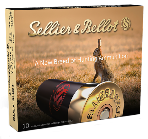 Sellier & Bellot Shotgun Ammuntion SB12BSE, 12 Gauge, 2-3/4", 12 Pellets, #00 Lead Buckshot, 1200 fps, 10 Rd/bx