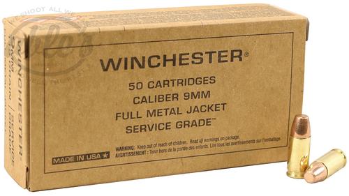 Winchester Service Grade Pistol Ammunition SG40W, 40 S&W, Full Metal Jacket, 165 GR, 50 Rds/Bx