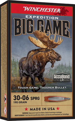 Winchester Expedition Big Game Rifle Ammunition S3006LR, 30-06 Springfield, AccuBond, 190 GR, 20 Rd/Bx