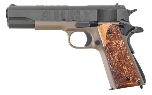 Auto-Ordnance Corp 1911A1 Pistol 1911BKOC15, 45 ACP, 5in, Custom Engraved Hardwood Grips, 7 Rds