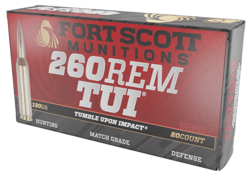Fort Scott Munitions TUI Rifle Ammunition 260130SCV2, 260 Rem, Solid Copper Spun, 130 gr, 2701 fps, 20 Rd/Bx