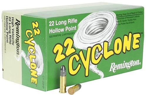 Remington Cyclone Rimfire Ammunition CY22HP, 22 Long Rifle, Hollow Point (HP), 36 GR, 1280 fps, 50 Rd/bx