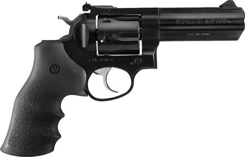 Ruger GP100 Double Action Revolver 1702, 357 Magnum, 4 in, Black Hogue Monogrip, Blue Steel Finish, 6 rd, Adj Sights