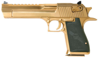 Magnum Research Desert Eagle Mark XIX Pistol DE44TG, 44 Rem Mag, 6 in BBL, Black Rubber Grip, Titanium Gold Finish, 8 Rd