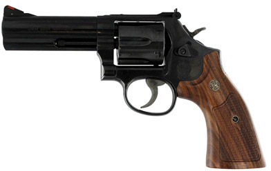 Smith & Wesson 586 CLassic Revolver 150909, 357 Magnum, 4 in, Wood Grip, Blue Finish, 6 Rd