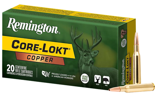 Remington Core-Lokt Copper Rifle Ammunition R27855, 270 Win, Copper Hollow Point, 130 gr, 3060 fps, 20 Rd/Bx