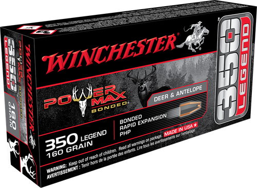 Winchester Power Max Bonded Rifle Ammunition X3501BP, 350 Legend, Protected Hollow Point, 160 gr, 1759 ft lbs, 20 Rd/Bx
