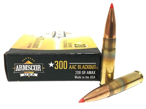 Armscor USA Competition Rifle Ammunition FAC300AAC2N, 300 Blackout, Hornady A-Max, 208 GR, 1150 fps, 20 Rd/bx