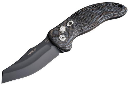 Hogue EXA04 Automatic Folder Knife 3.5" Black Wharncliffe Blade G-10 G-Mascus Black/Gray (34429)