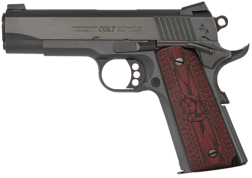 Colt 1911 Combat Commander Pistol O4943XE, 38 Super, 4.25", Black Cherry G10 Grips, Blued Finish, 9 Rds