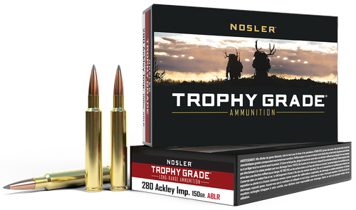 Nosler Long Range Rifle Ammunition 60116, 280 Remington Ackley Improved, AccuBond, 150 GR, 2930 fps, 20 Rd/Bx