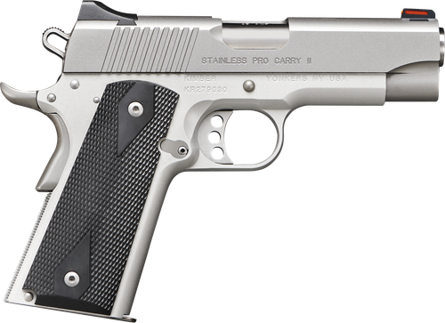 Kimber 3200052 Stainless Pro Carry II Pistol - .45 ACP, 4 in Barrel, Aluminum Frame, Satin Stainless Steel Slide, 7 Rd