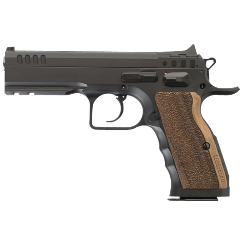 EAA Defiant Stock I Pistol TFSTOCKI9SF, 9mm Luger, 4.50in, Serrated Slide & Wood Grips, Black Finish, 16 Rds